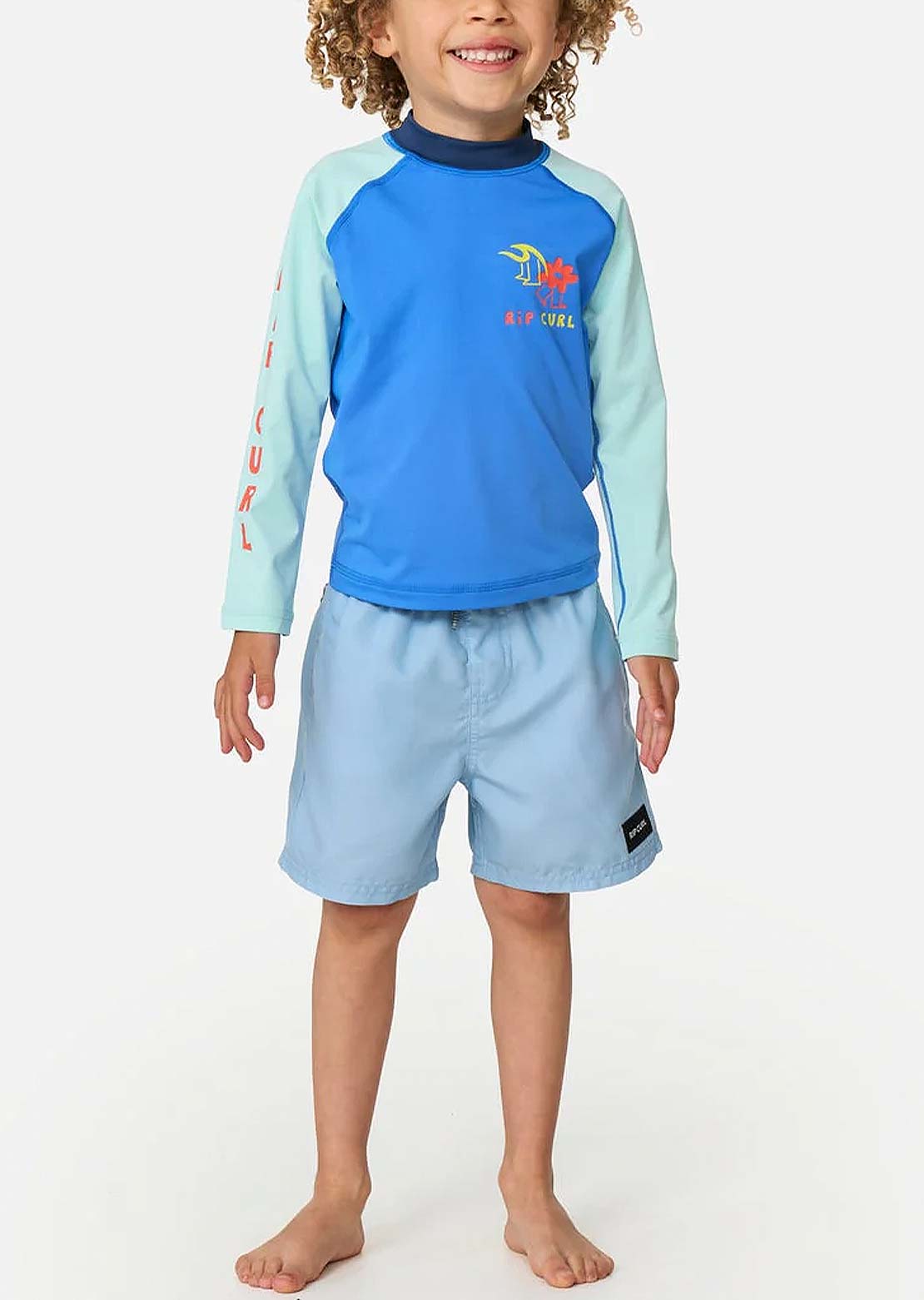 Rip Curl Toddler Surf Check UPF Long Sleeve Rashguard Blue Gum
