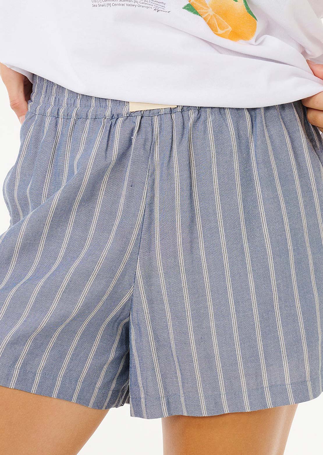 Rip Curl Women's Beach Days Pinstripe Shorts Dusty Blue