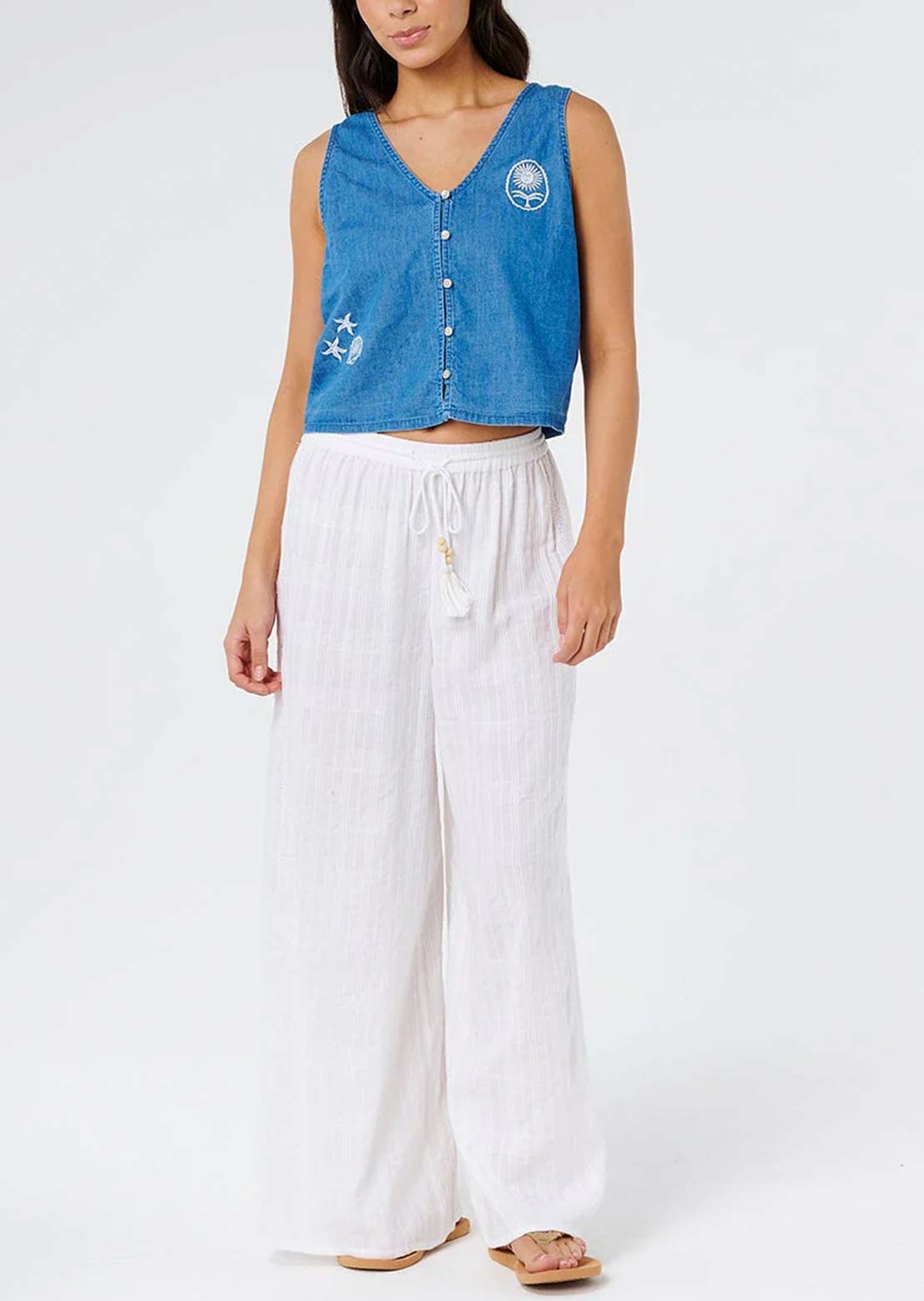 Rip Curl Women's Catalina Islands Wide Leg Pants Optical White