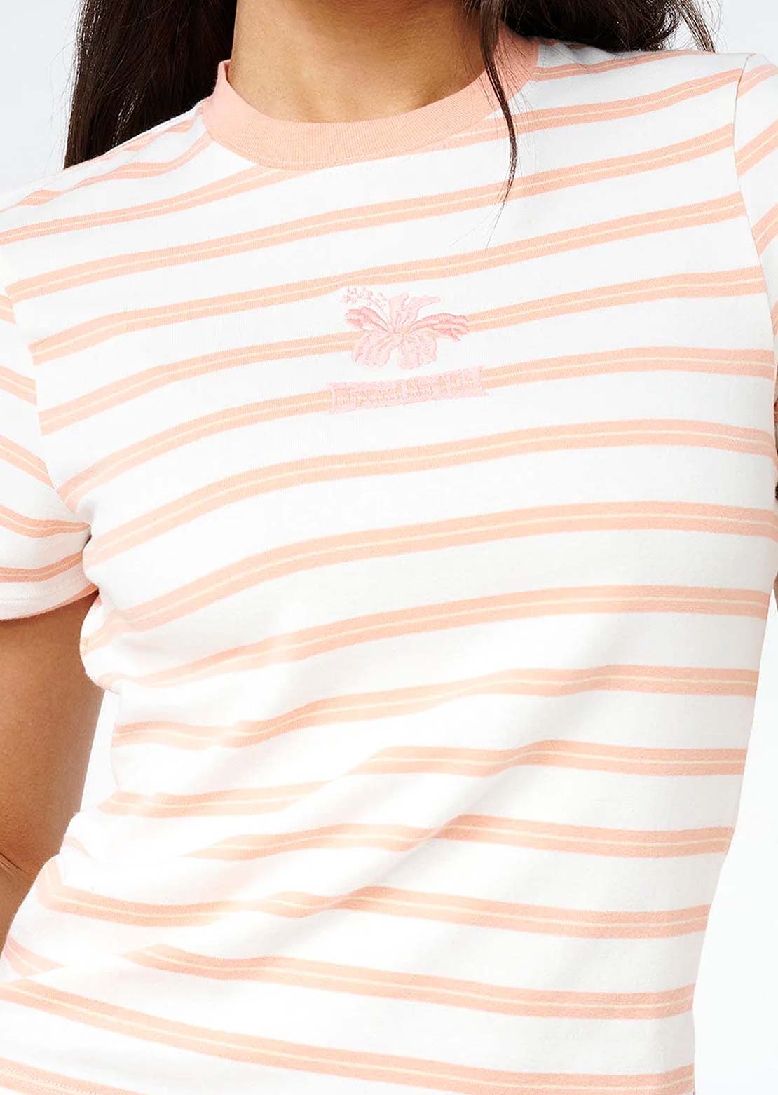 Rip Curl Women's Half Moon Bay Fitted T-Shirt Papaya Stripe