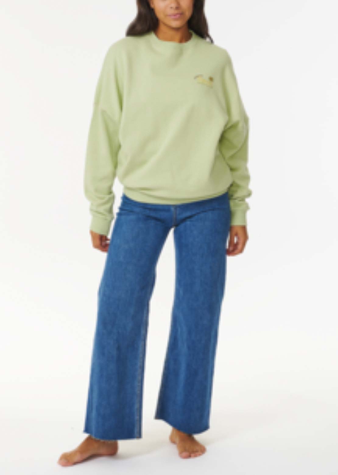 Rip Curl Women's La Quinta Relaxed Crew Long Sleeve Cali Mid Green