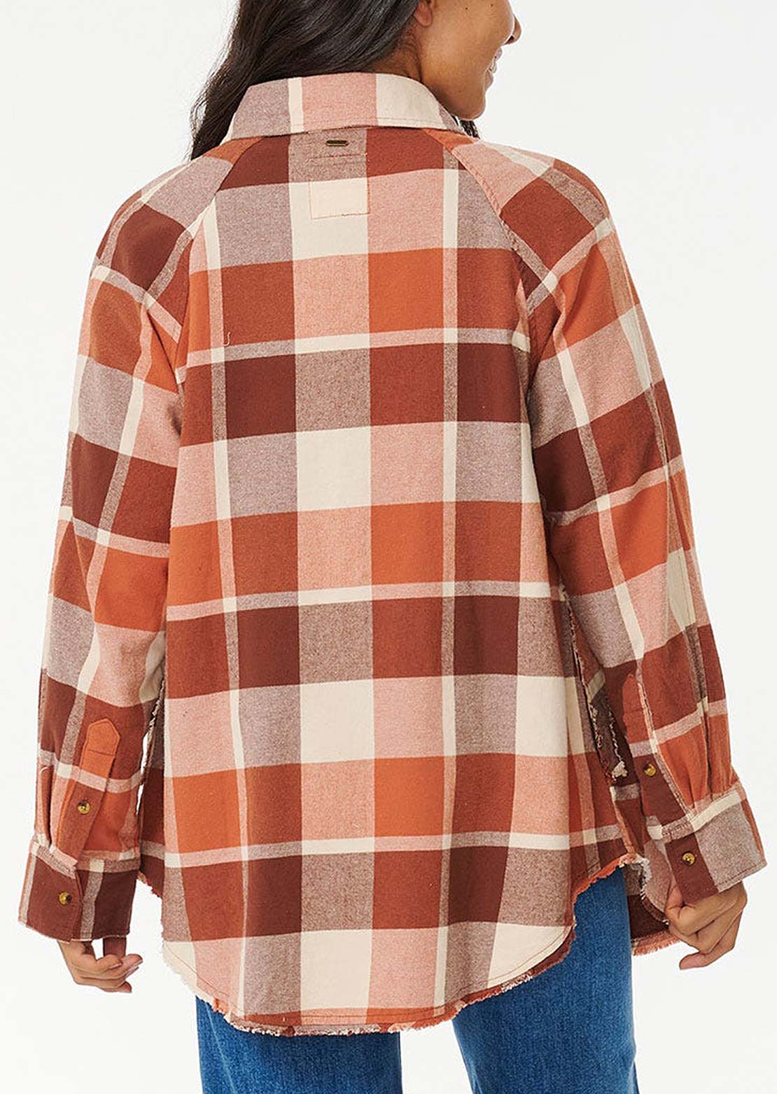 Rip Curl Women's Pacific Dreams Cotton Flannel Button Up Shirt Cinnamon