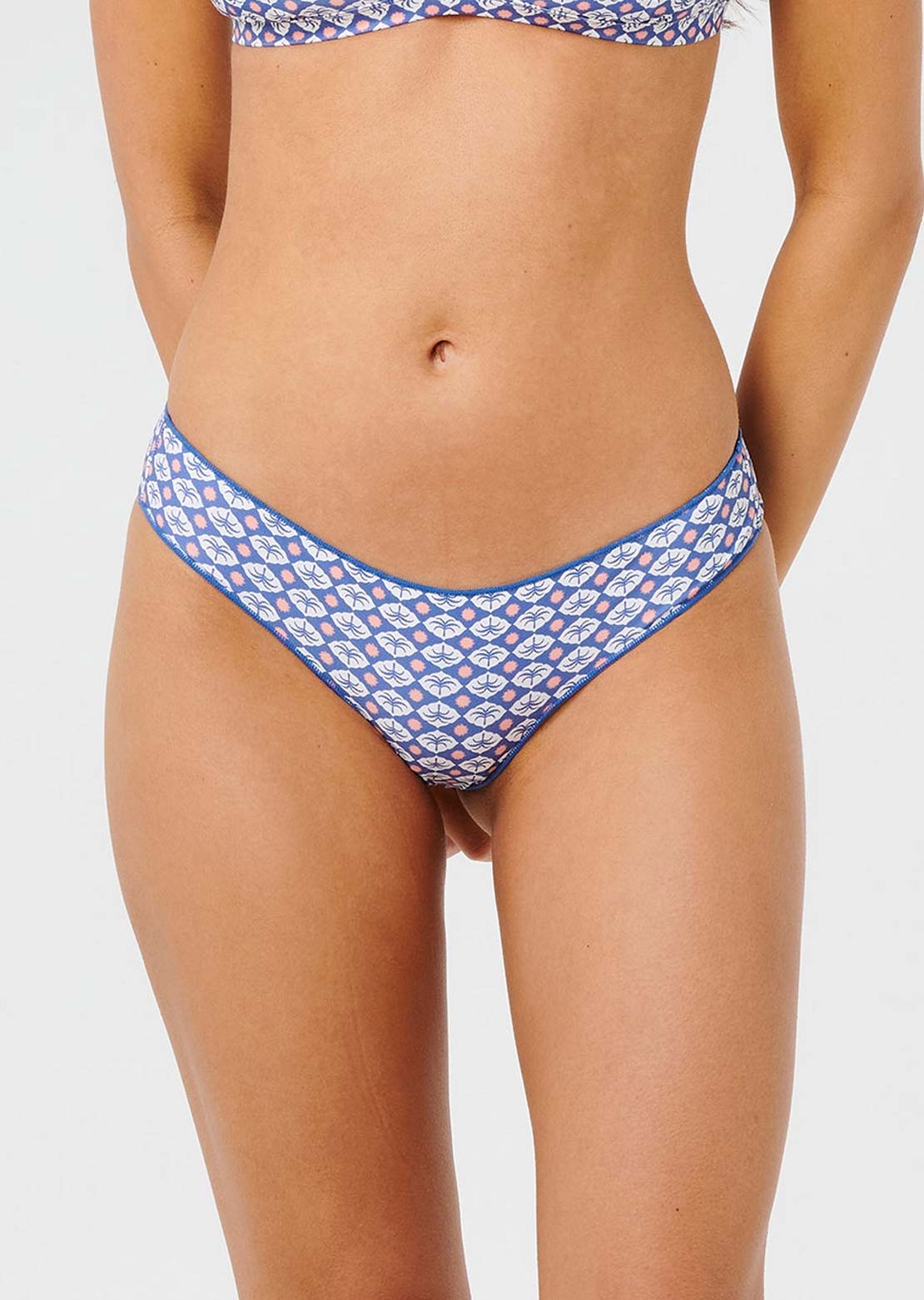 Rip Curl Women's Party Wave Cheeky Hipster Bikini Bottom Vintage Blue