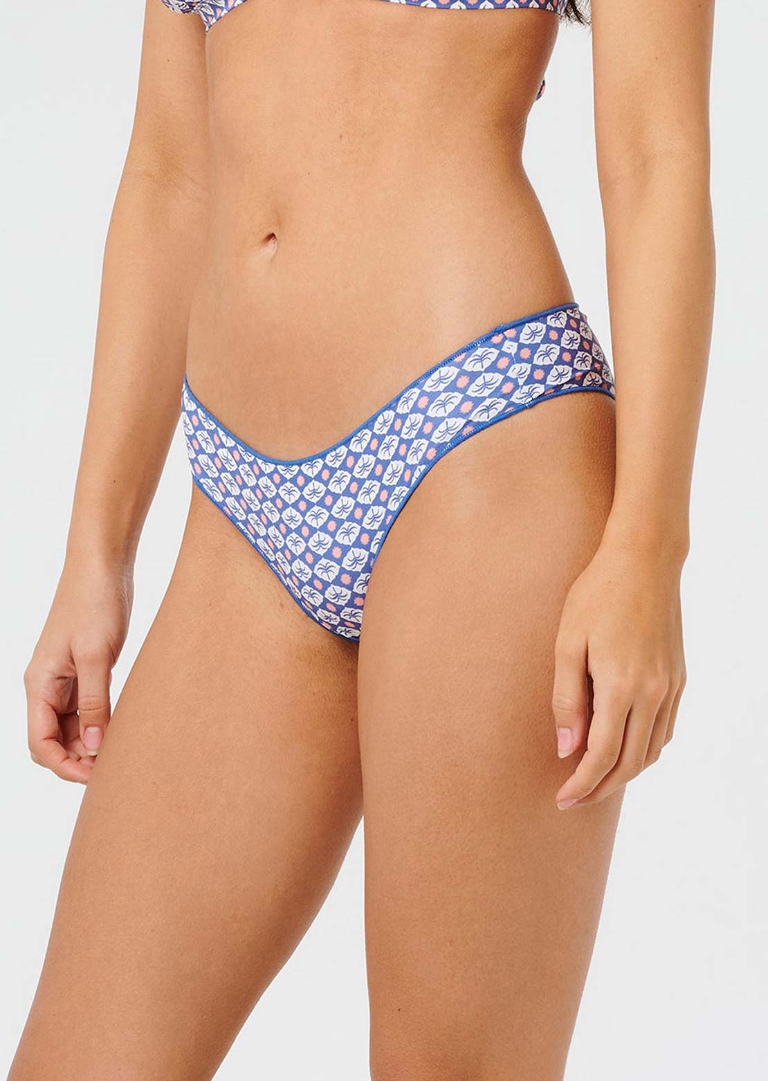 Rip Curl Women's Party Wave Cheeky Hipster Bikini Bottom Vintage Blue