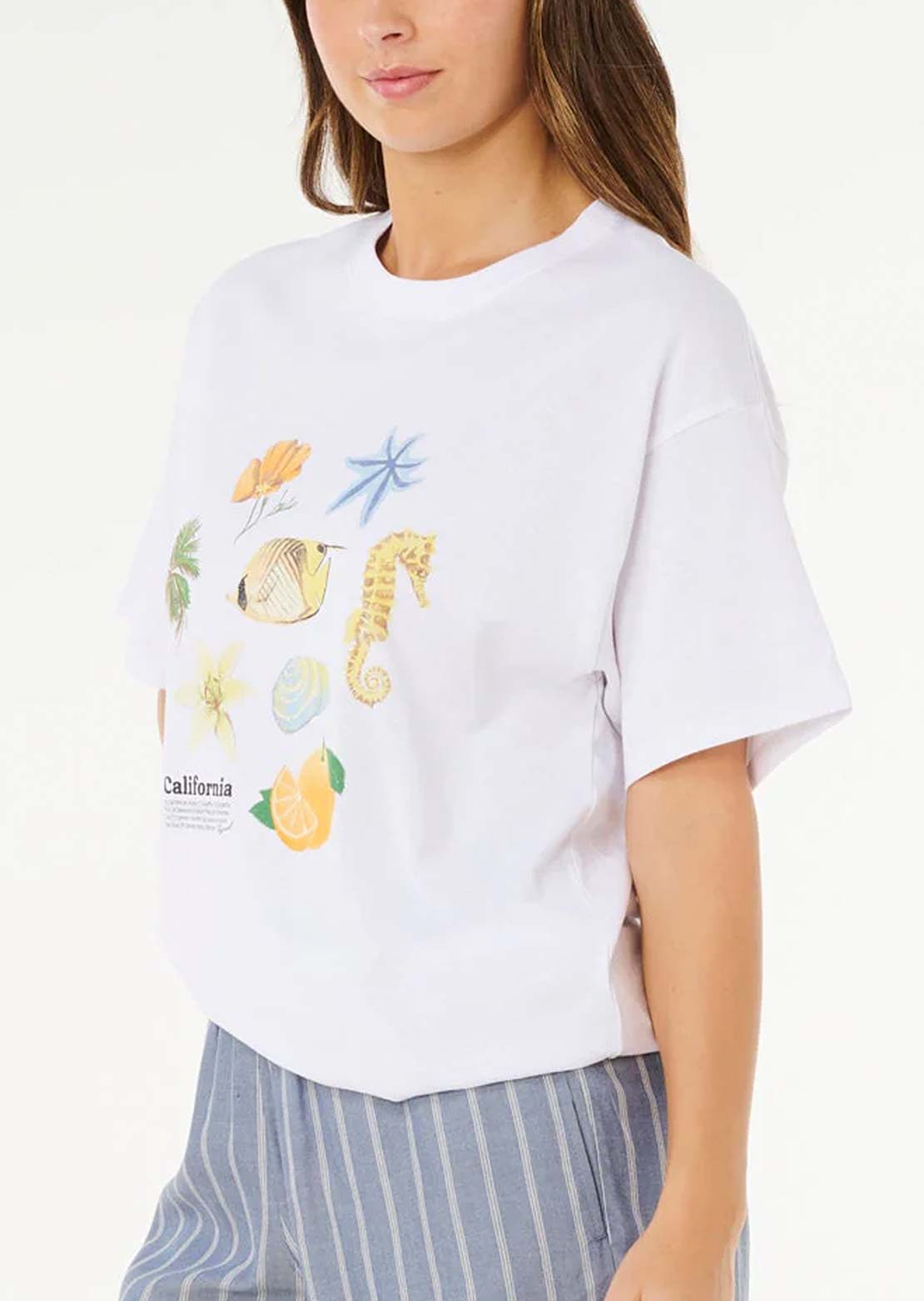 Rip Curl Women's Poolside Heritage T-Shirt Optical White