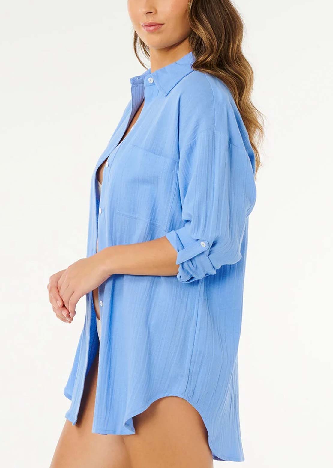 Rip Curl Women's Premium Surf Holiday Button Up Shirts Cornflower Blue