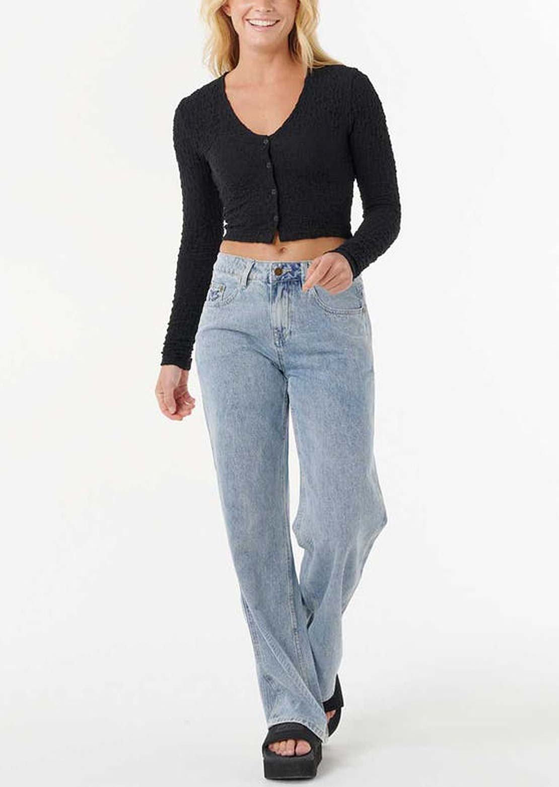 Rip Curl Women's Sunset Luau Texture Long Sleeve Black