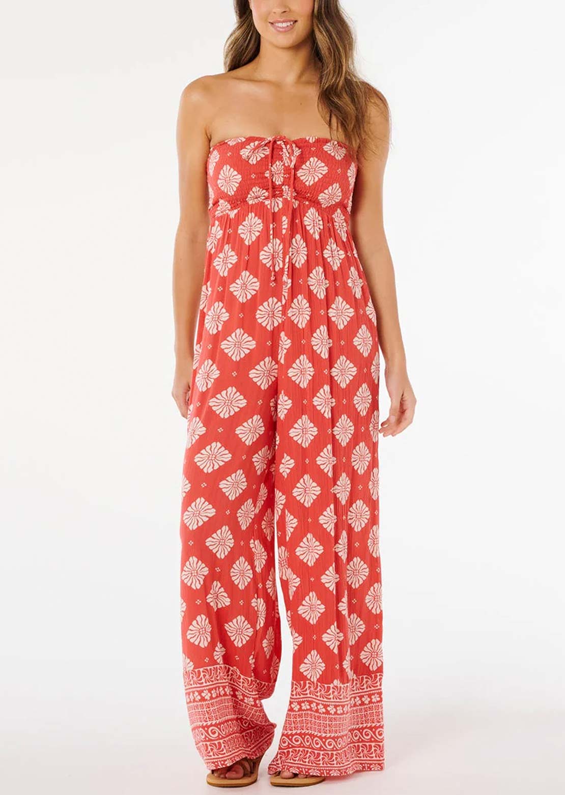 Rip Curl Women's Ventura Shirred Jumpsuit Red