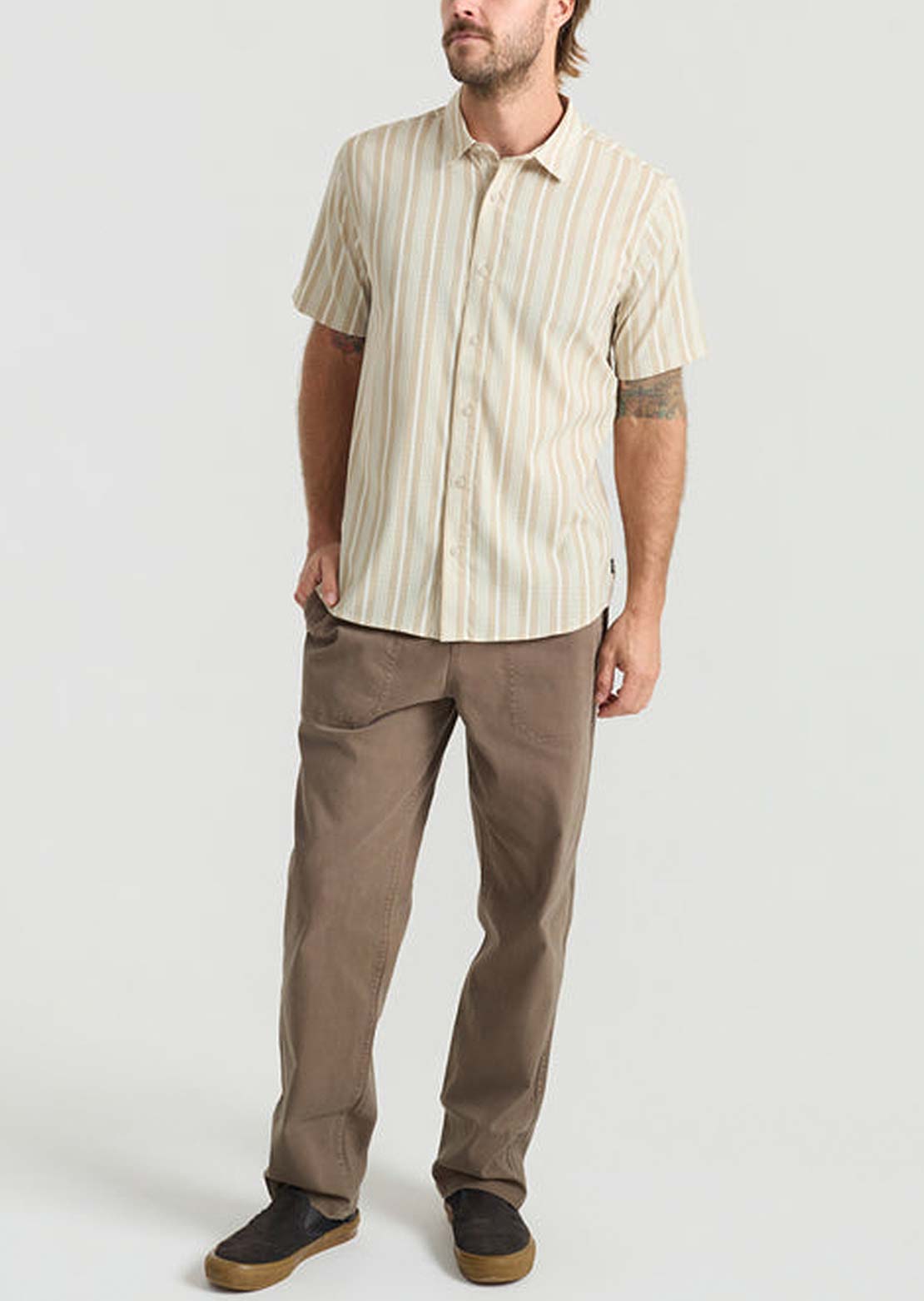 Roark Men's Bless Up Button Up Shirt Beige