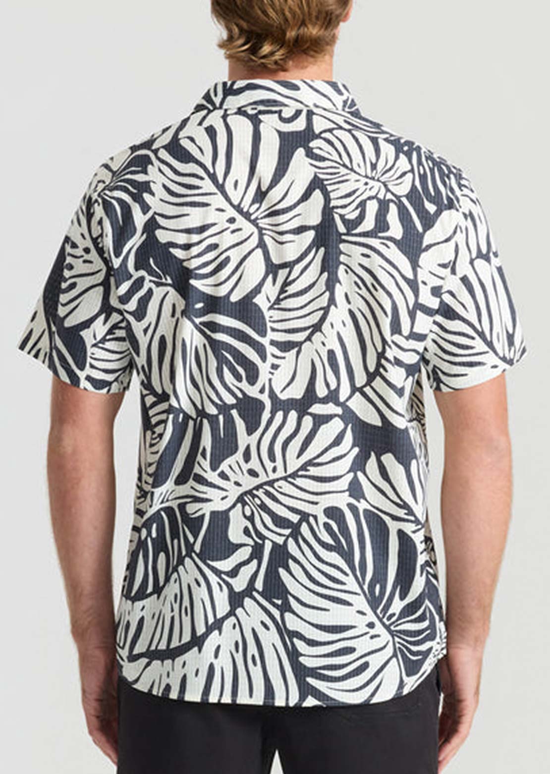 Roark Men's Bless Up Button Up Shirt Black Monstera
