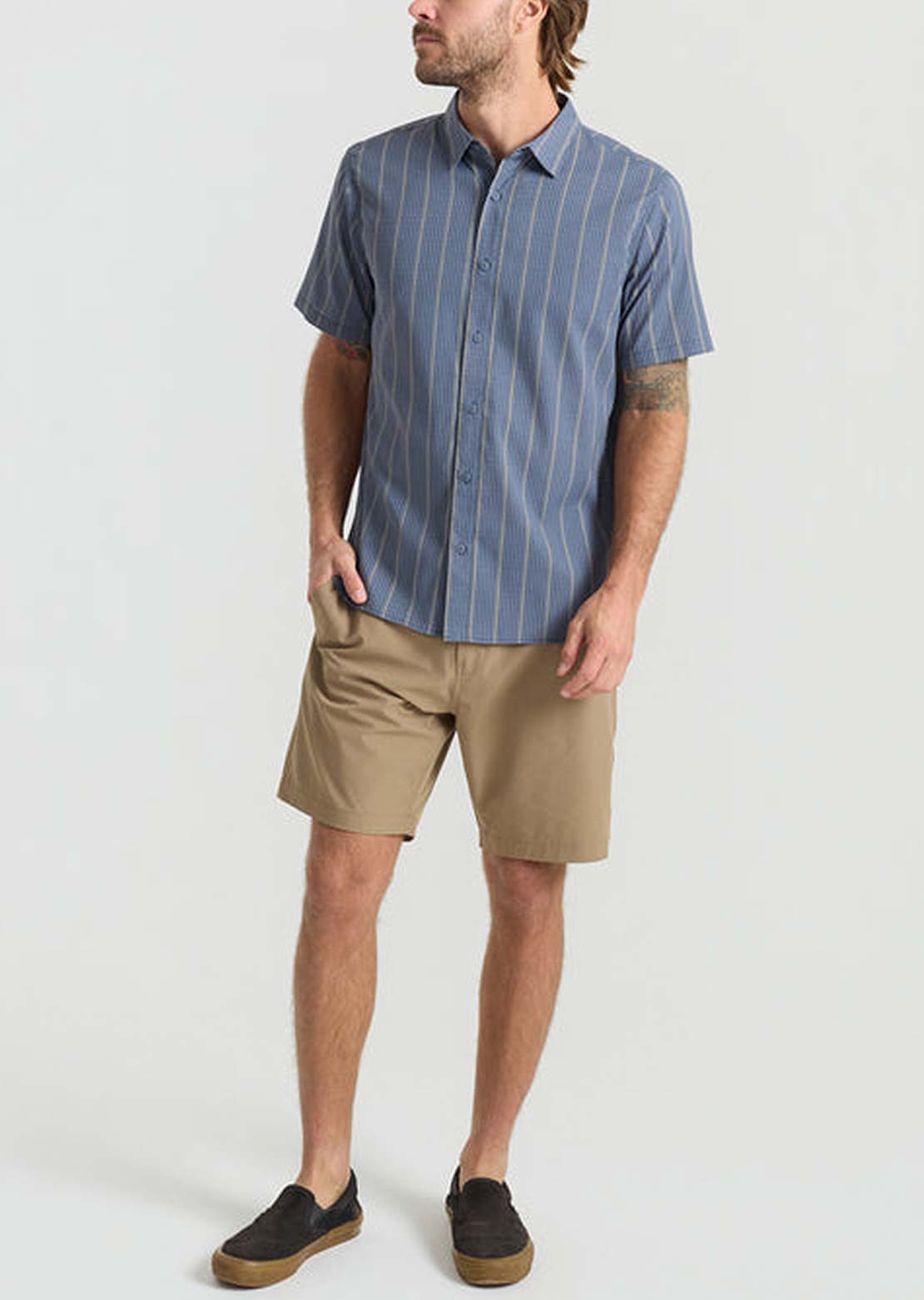 Roark Men's Bless Up Button Up Shirt Neptune