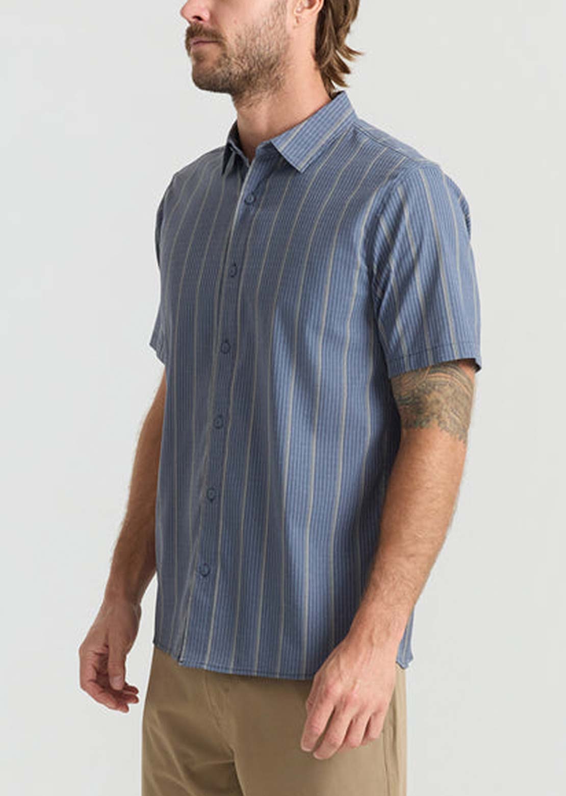 Roark Men's Bless Up Button Up Shirt Neptune