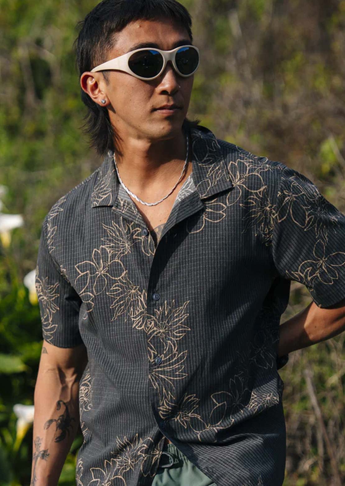 Roark Men's Bless Up Trail Button Up Shirt Onyx Floral