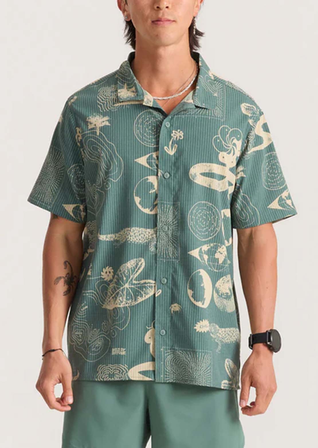 Roark Men's Bless Up Trail Button Up Shirt Slate Green WBN