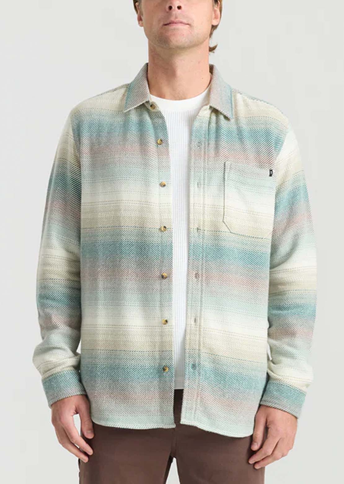 Roark Men's Crossroads Flannel Button Up Shirt Unbleached