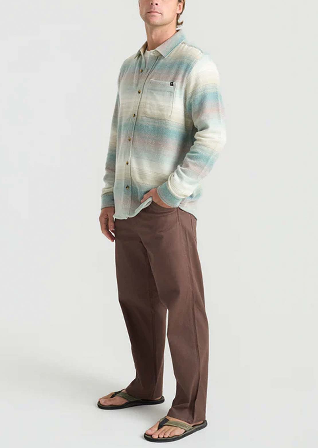 Roark Men's Crossroads Flannel Button Up Shirt Unbleached