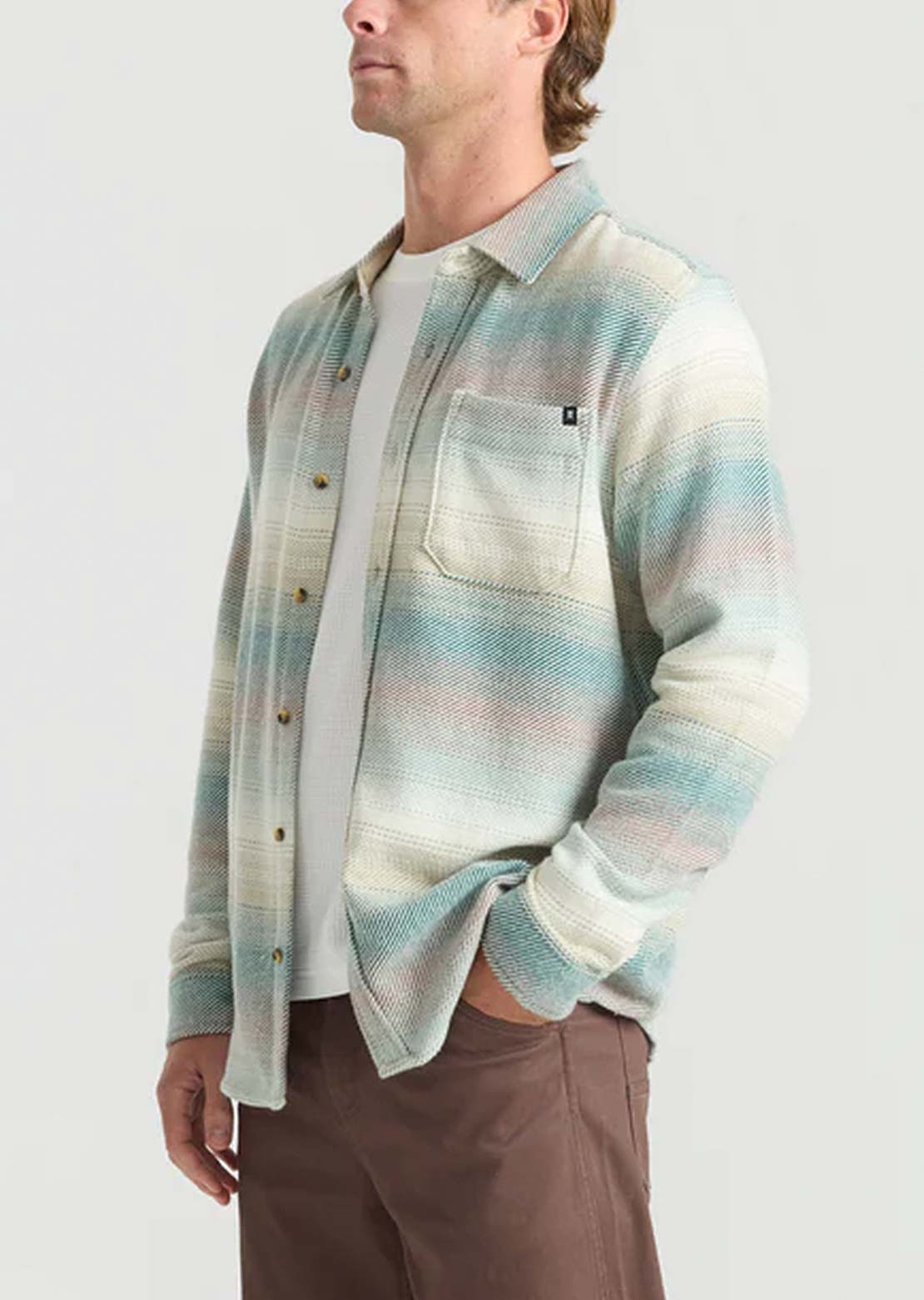 Roark Men's Crossroads Flannel Button Up Shirt Unbleached