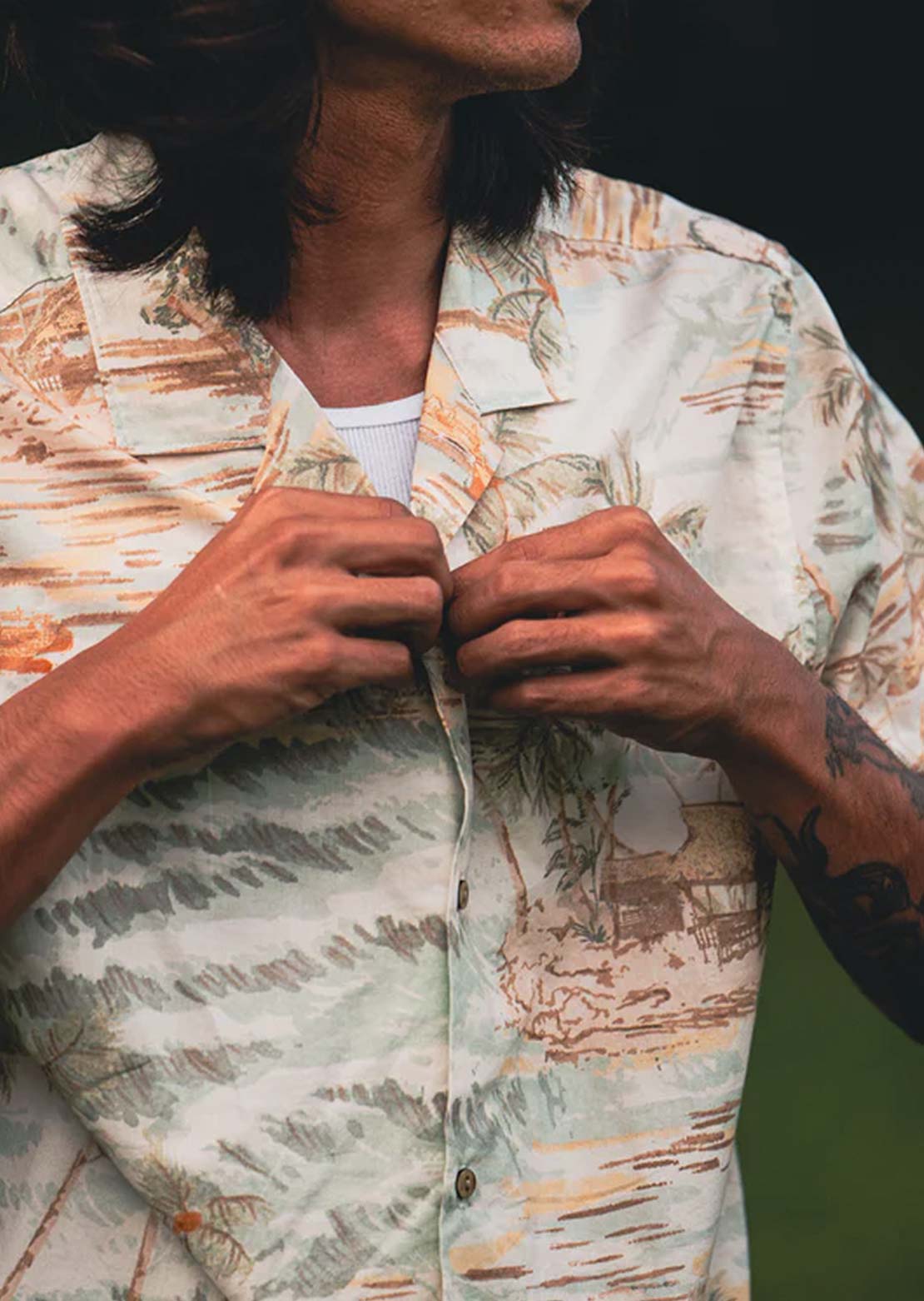 Roark Men's Gonzo Woven Button Up Shirt Sea Foam