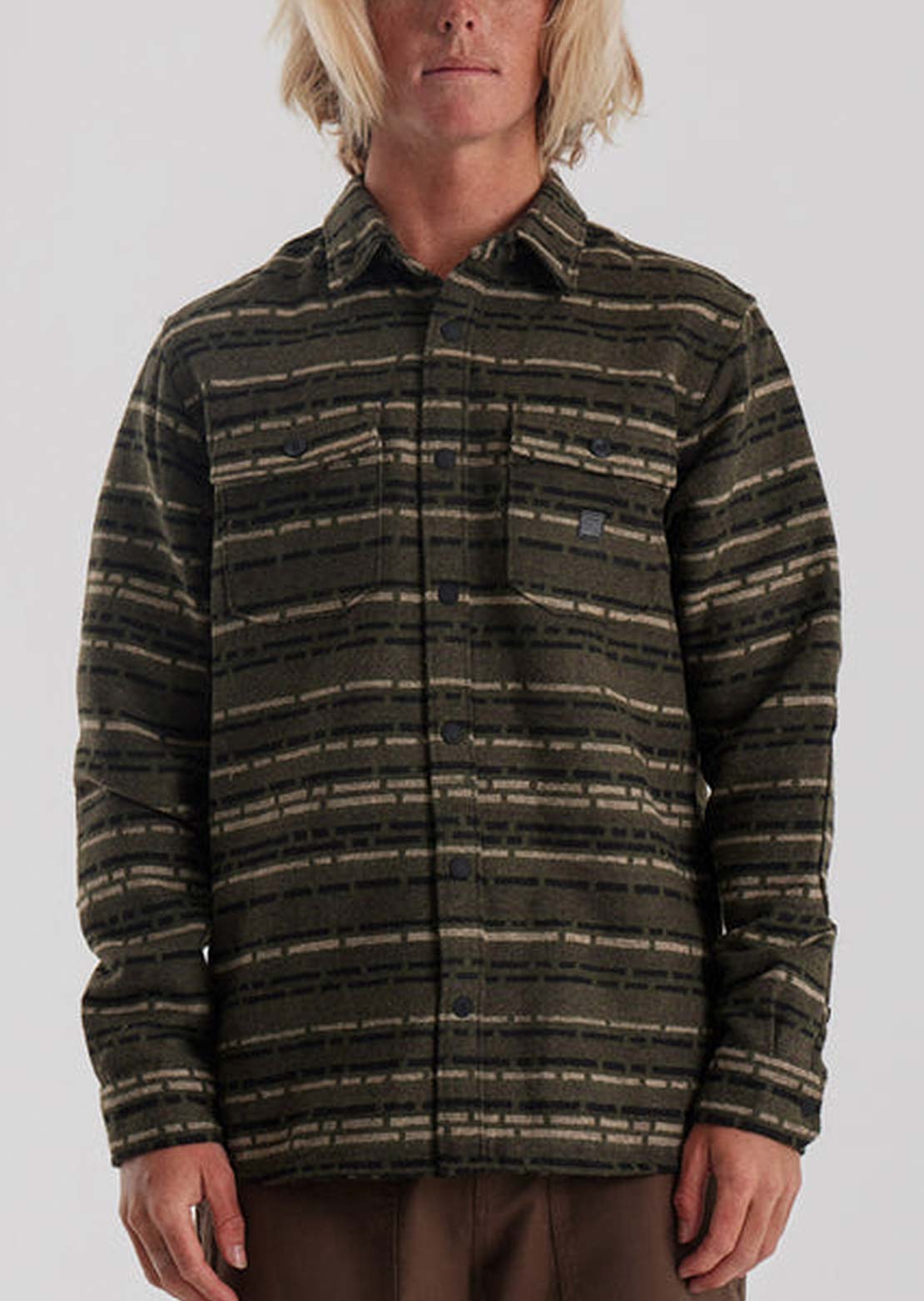 Roark Men's Nordsman Flannel Button Up Shirt Dark Military Jacquard