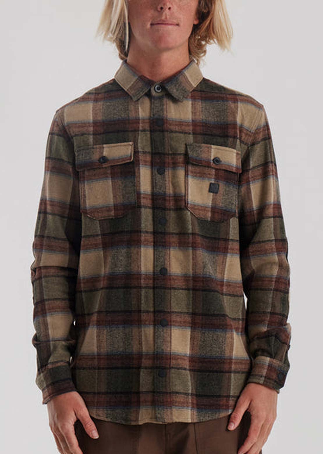Roark Men's Nordsman Flannel Button Up Shirt Dark Military Jacquard