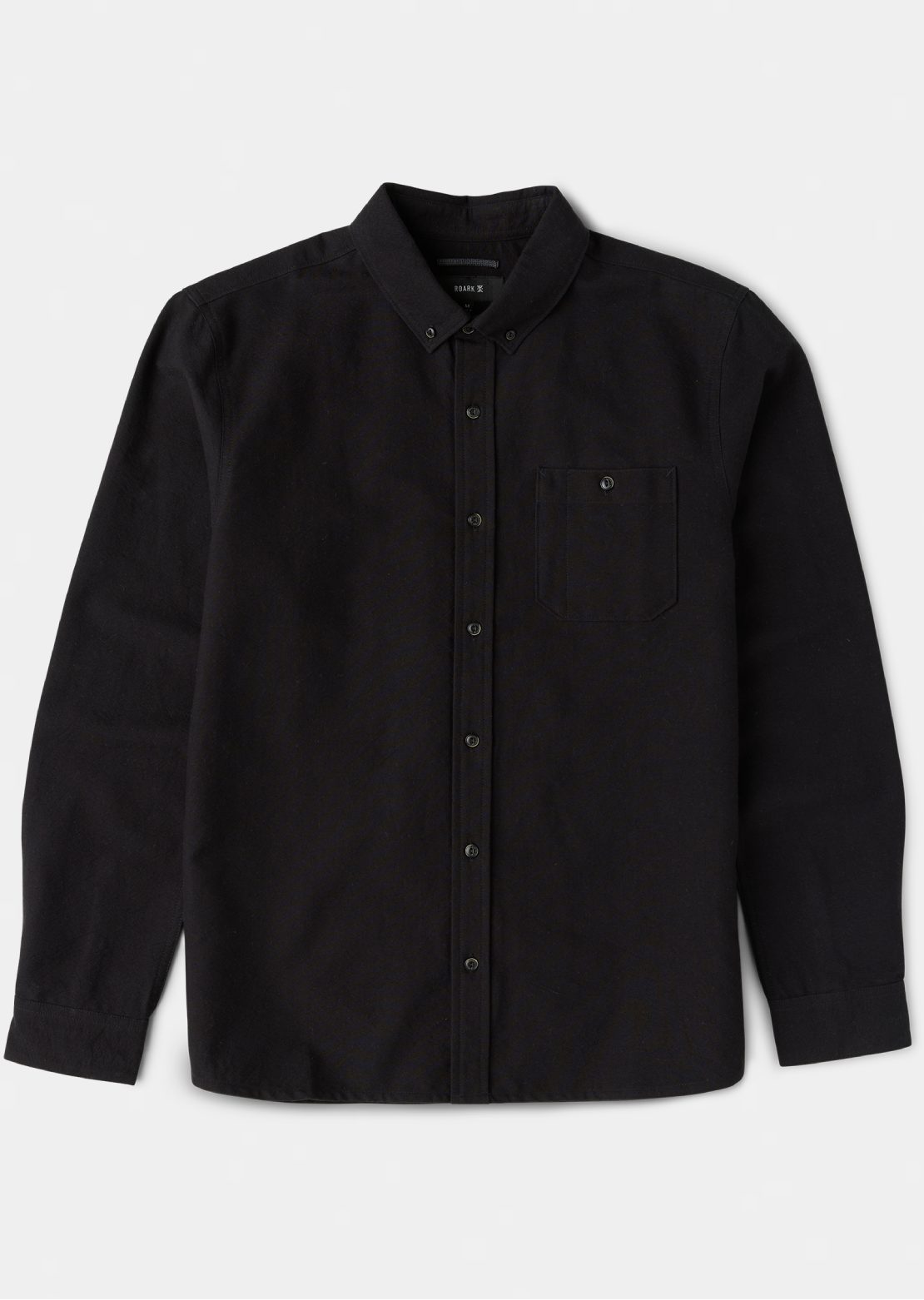 Roark Men's Scholar Woven Button Up Shirt Solid Black