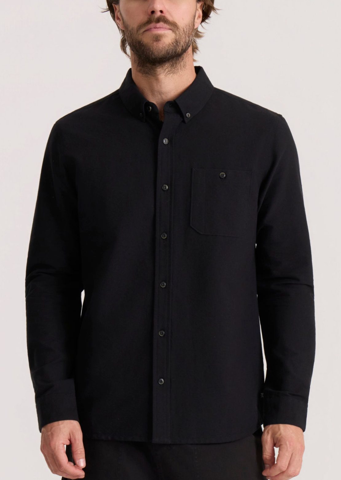 Roark Men's Scholar Woven Button Up Shirt Solid Black