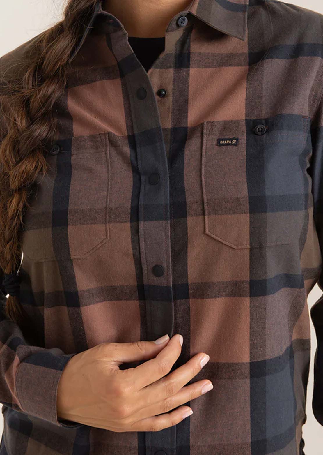 Roark Women's Alpine Flannel Button Up Shirt Saddle