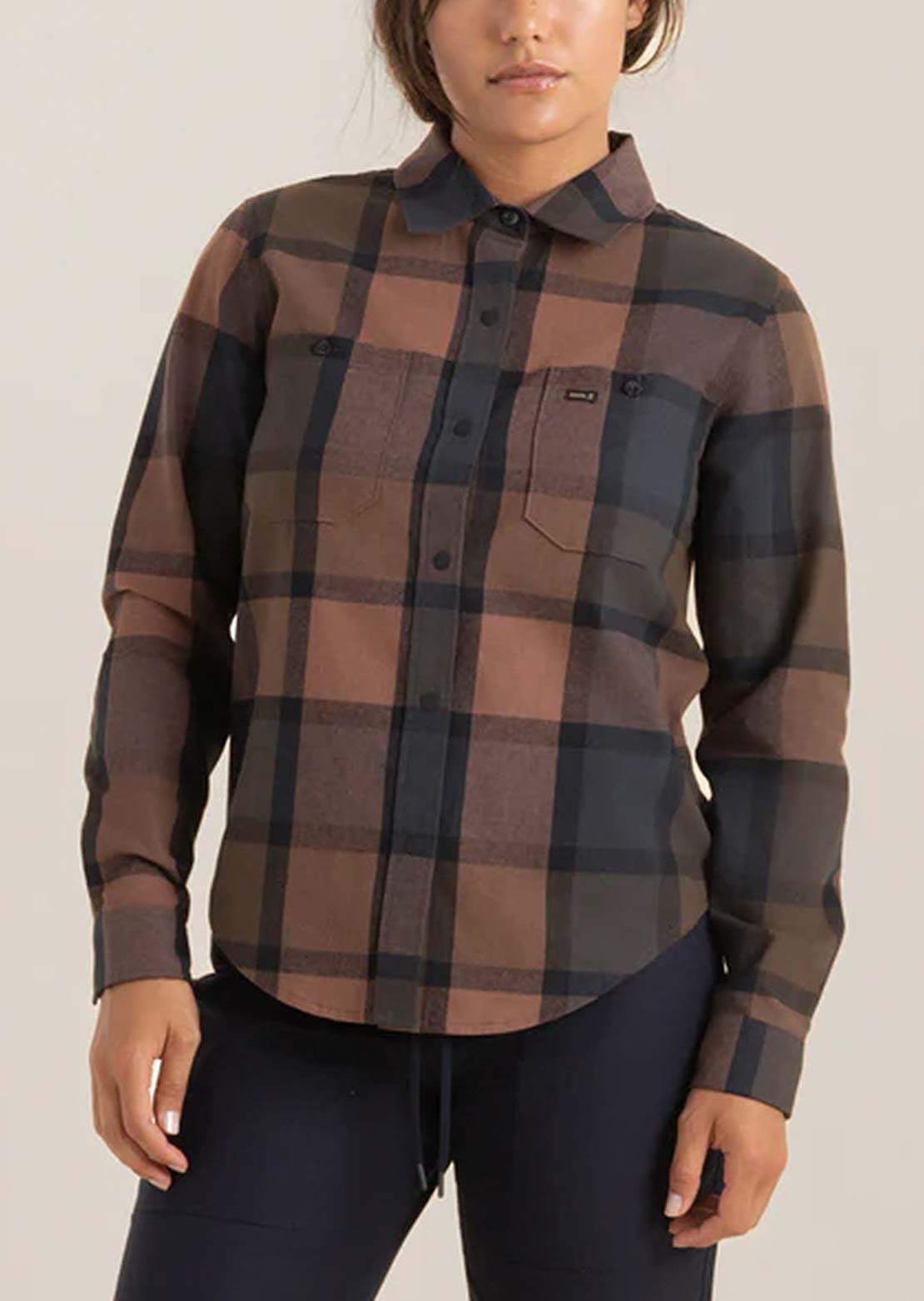 Roark Women's Alpine Flannel Button Up Shirt Saddle