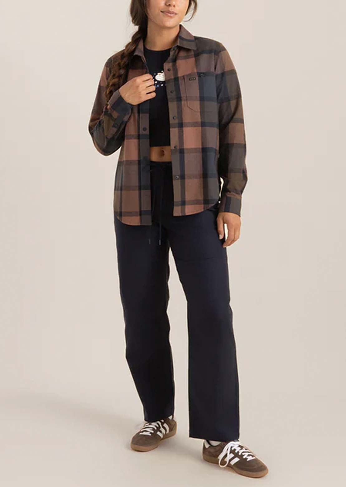 Roark Women's Alpine Flannel Button Up Shirt Saddle
