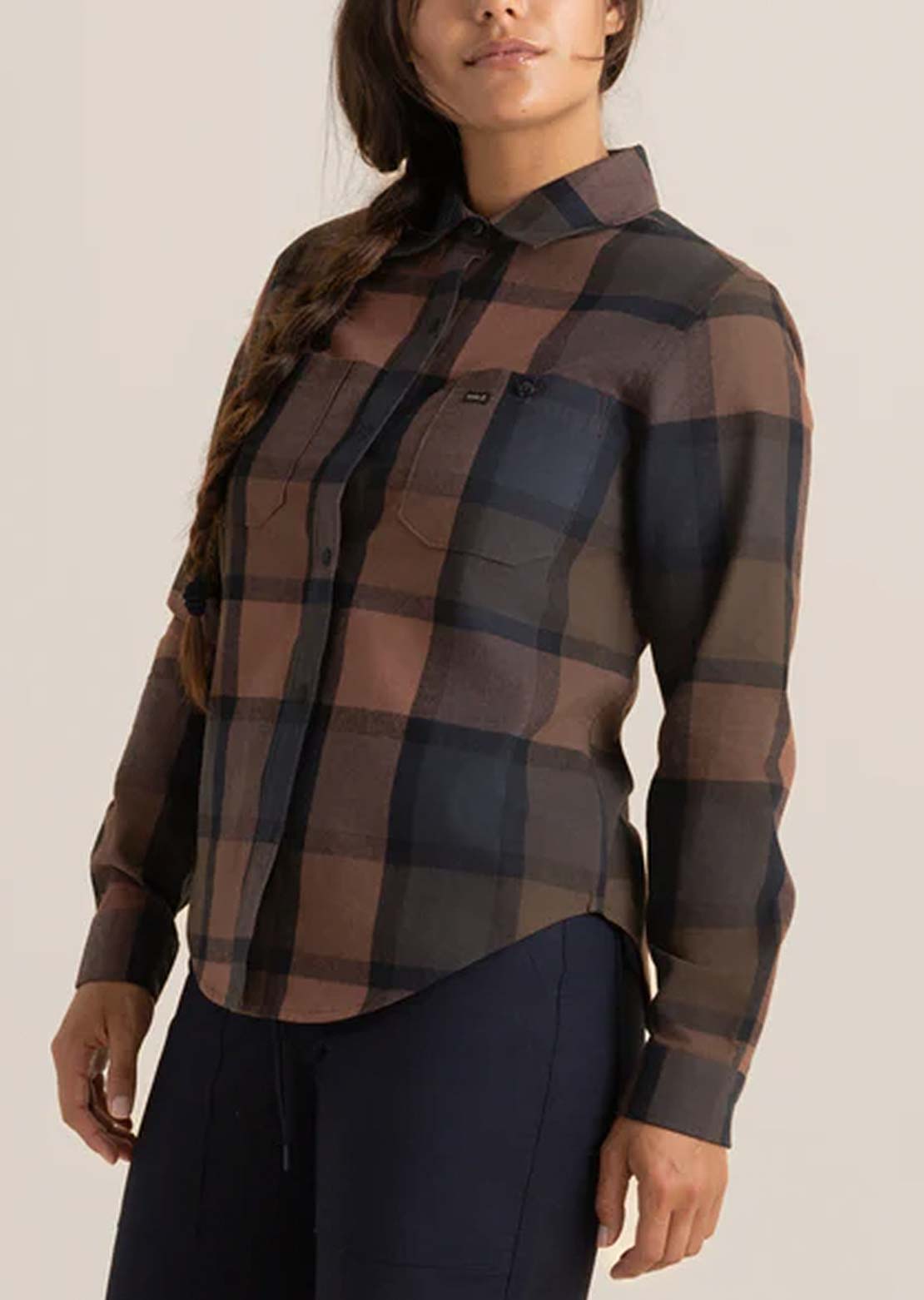 Roark Women's Alpine Flannel Button Up Shirt Saddle