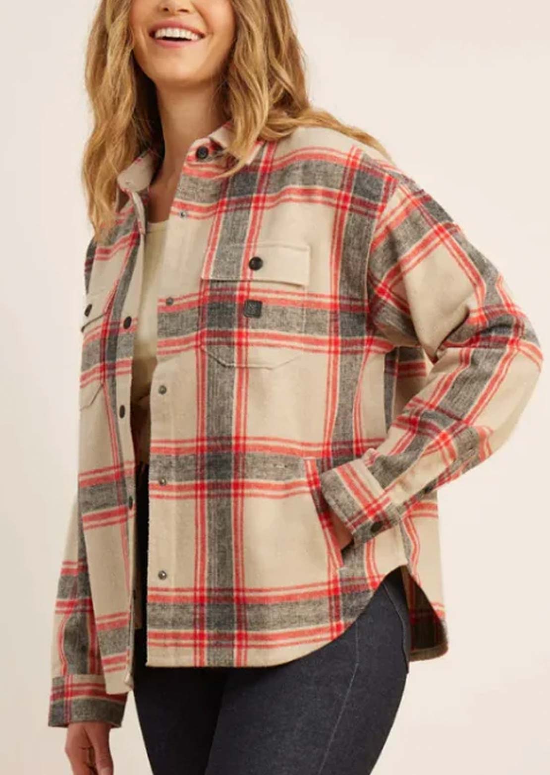 Roark Women's Amberley Oversized Button Up Shirt Stone