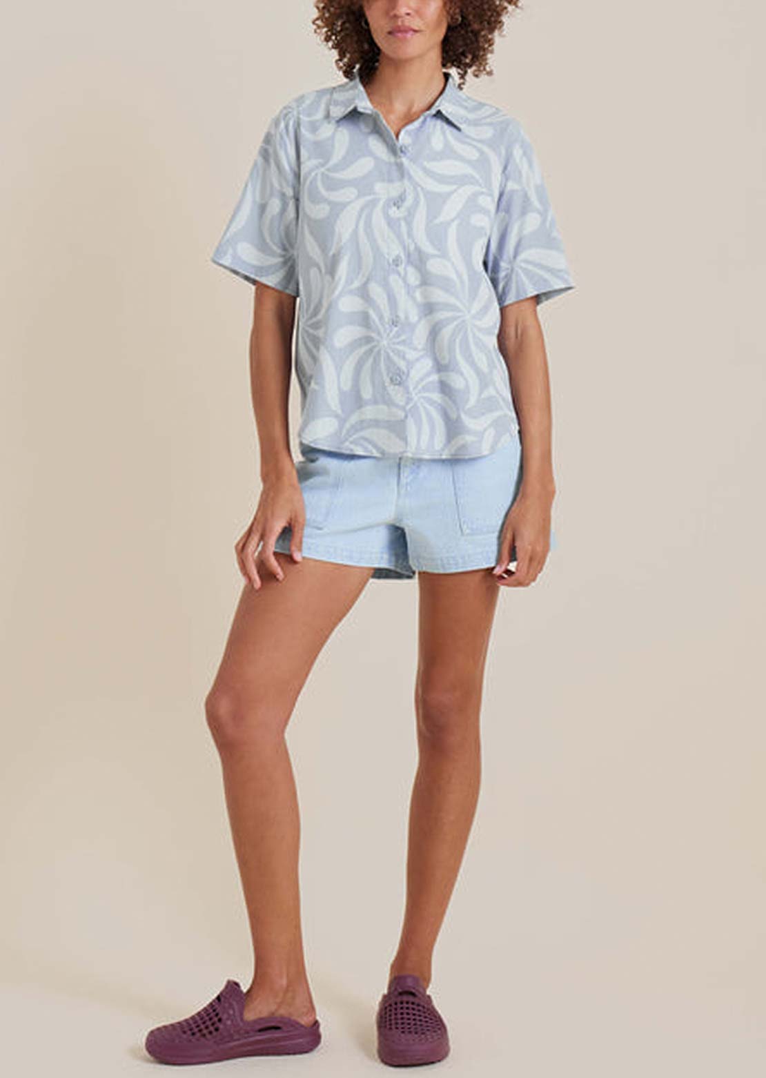 Roark Women's Bless Up Button Up Shirts Dusty Sky