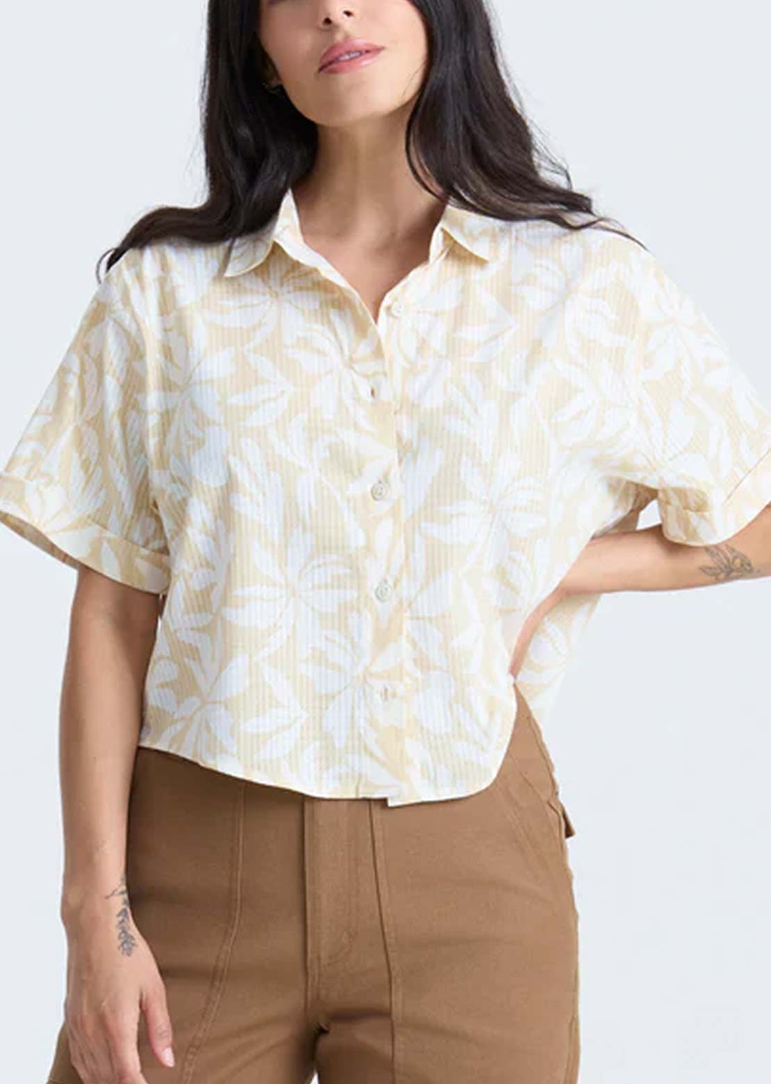 Roark Women's Bless Up Camp Button Up Shirt Sprout Green