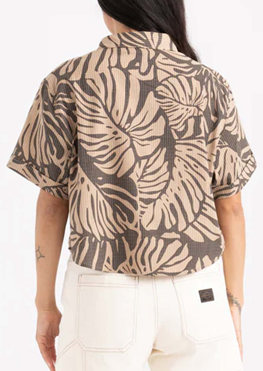 Roark Women's Bless Up Camp Button Up Shirt Khaki