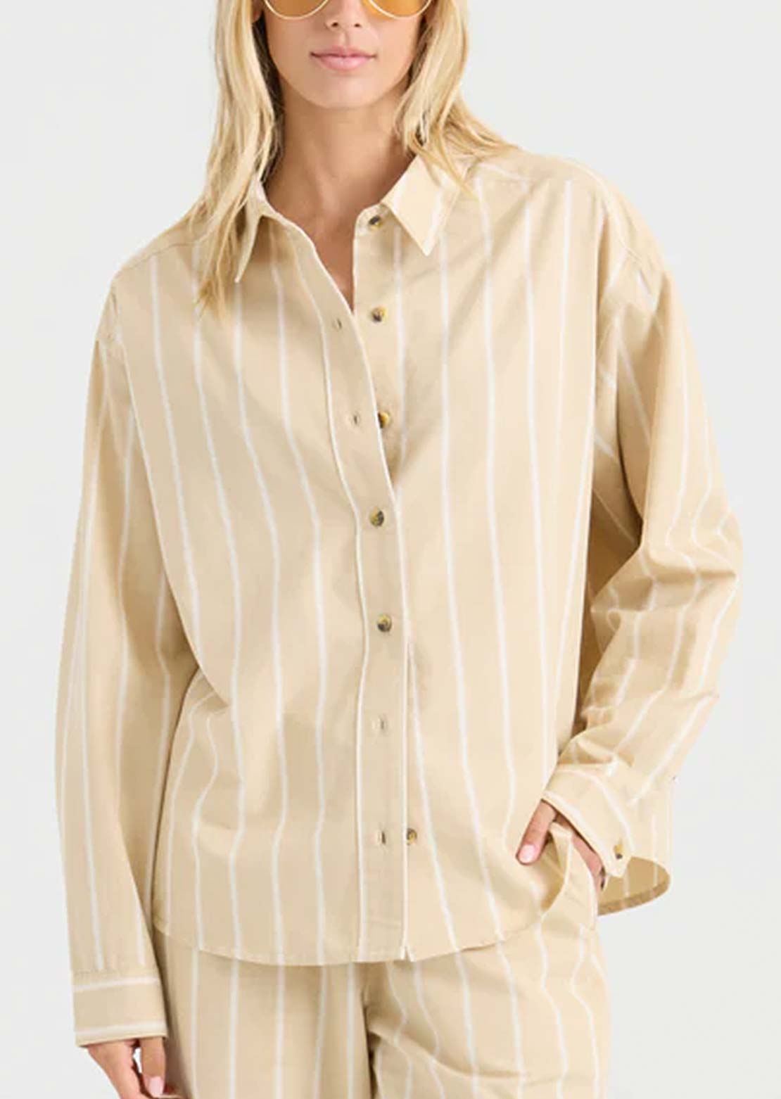 Roark Women's Costa Button Up Shirt Sand
