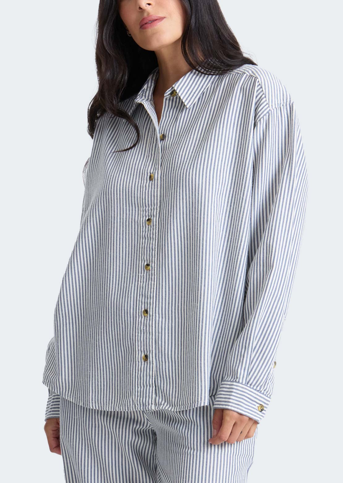 Roark Women's Costa Long Sleeve Button Up Shirt Neptune
