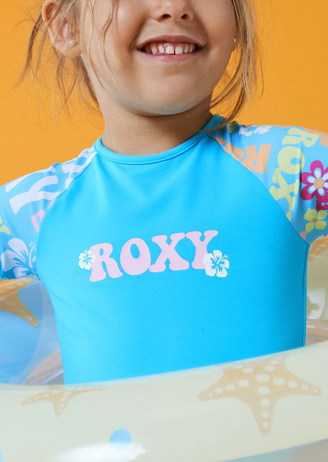 Roxy Junior Flower Vintage Power Onesie Rashguard Bachelor Button Groo