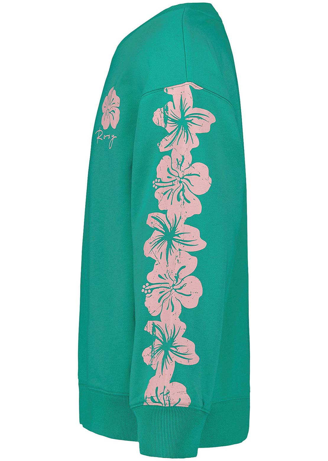 Roxy Junior Hibiscus Oversized Crewneck Sweatshirt Sea Green