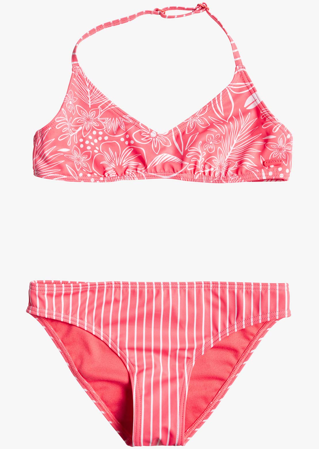 Roxy Junior Vacay For Life Triangle Bra Set Sunkissed Coral Trop
