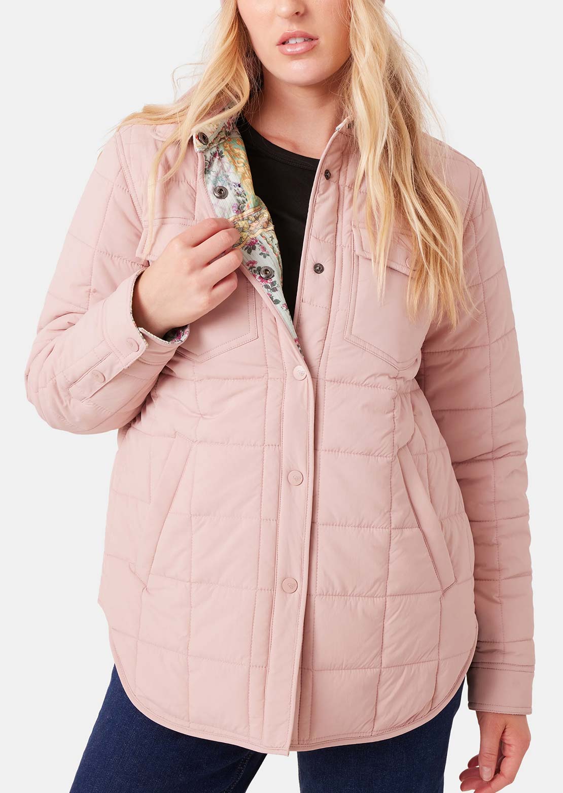Roxy Women's Alpine Quilted Shacket Adobe Rose