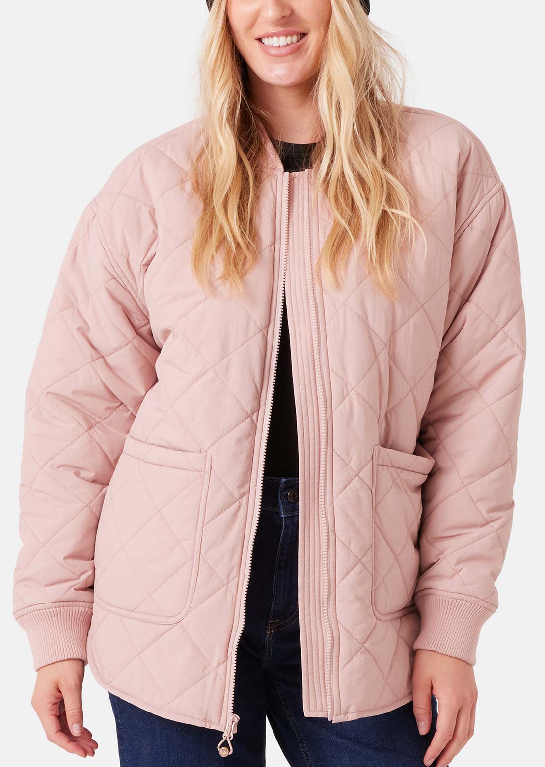 Roxy Women's Aurora Quilted Bomber Jacket Adobe Rose
