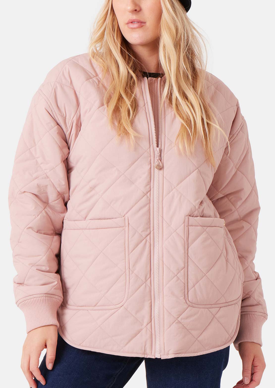 Roxy Women's Aurora Quilted Bomber Jacket Adobe Rose