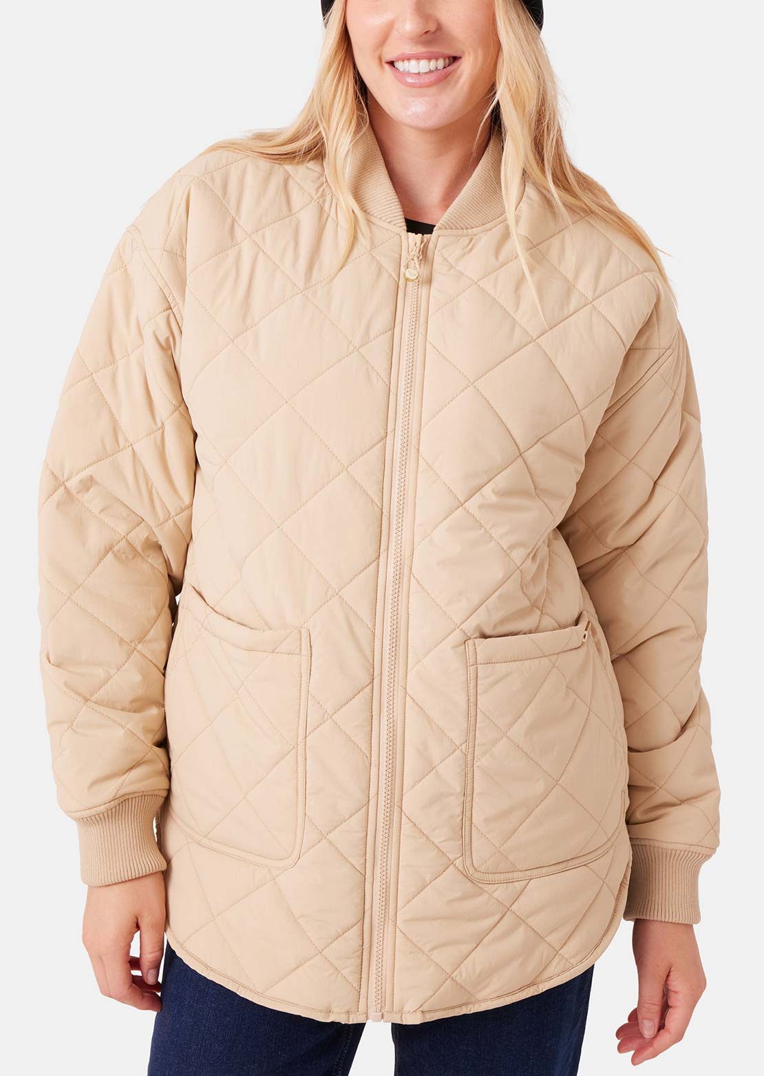 Roxy Women's Aurora Quilted Bomber Jacket Desert