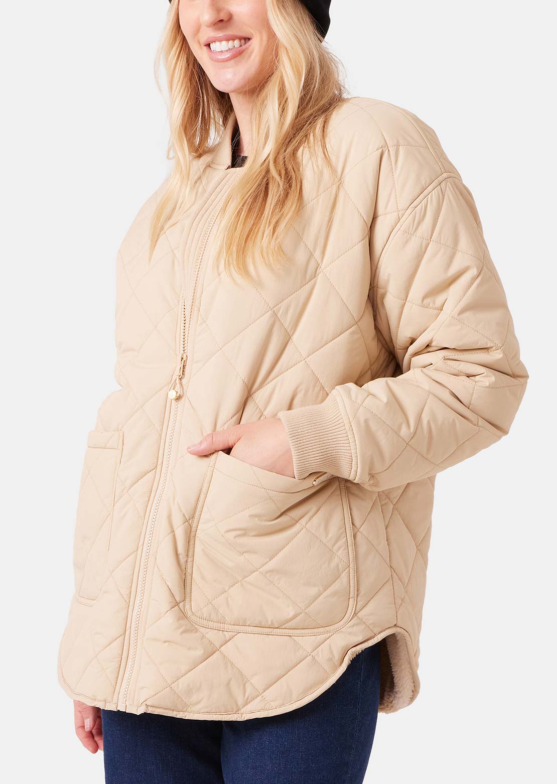 Roxy Women's Aurora Quilted Bomber Jacket Desert