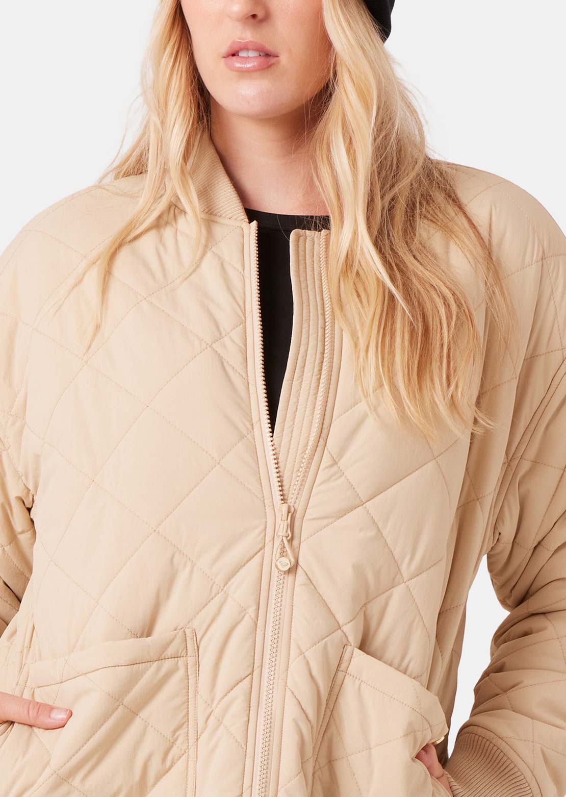 Roxy Women's Aurora Quilted Bomber Jacket Desert