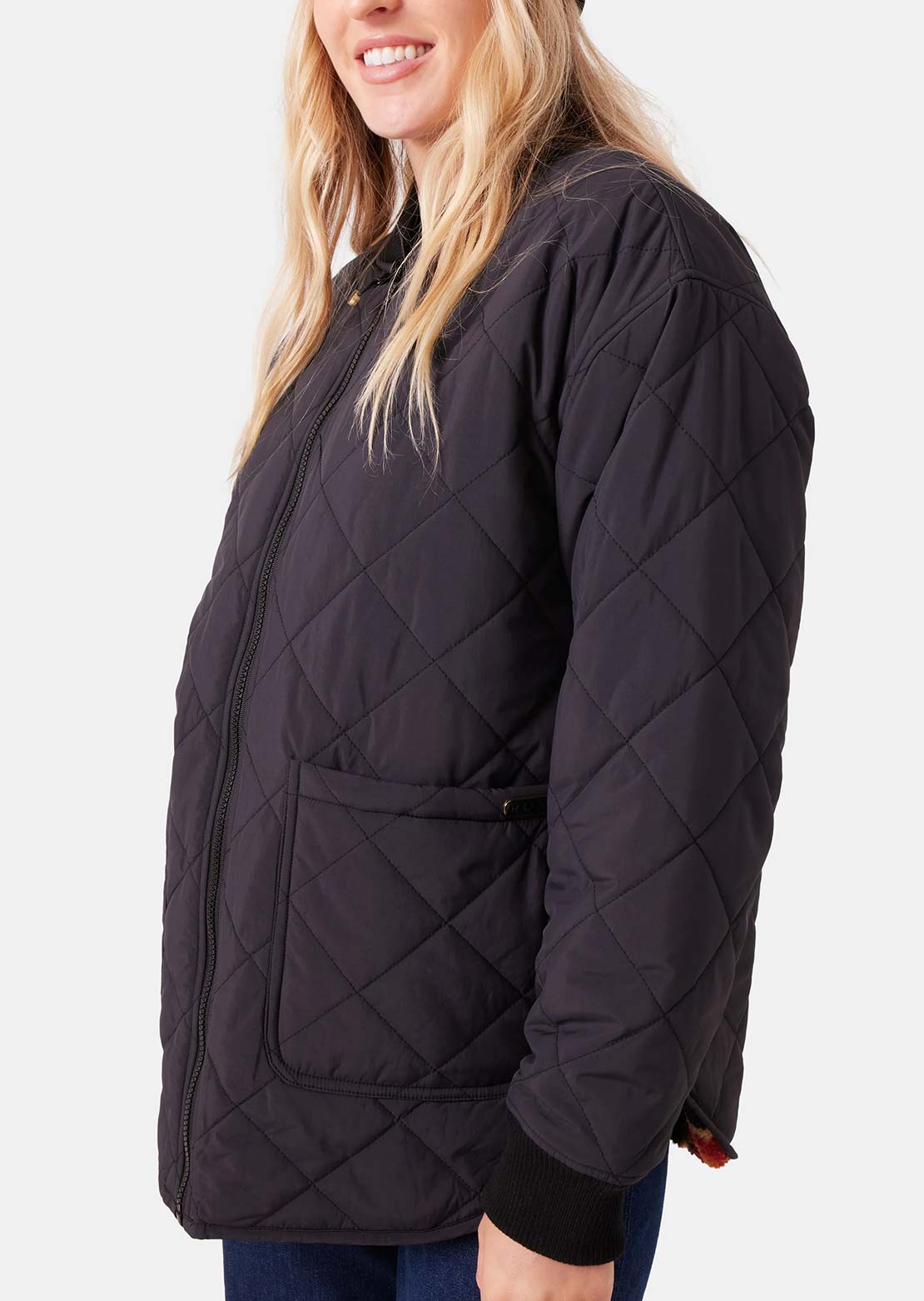 Roxy Women's Aurora Quilted Bomber Shacket Black