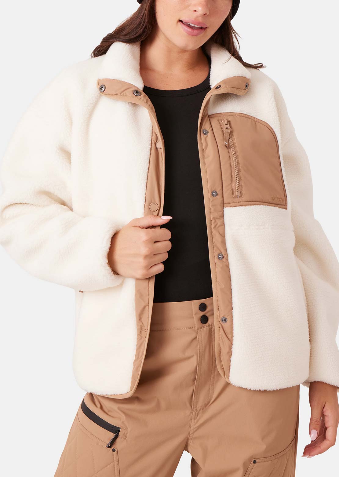 Roxy Women's Axel Bonded Sherpa Jacket Vanilla
