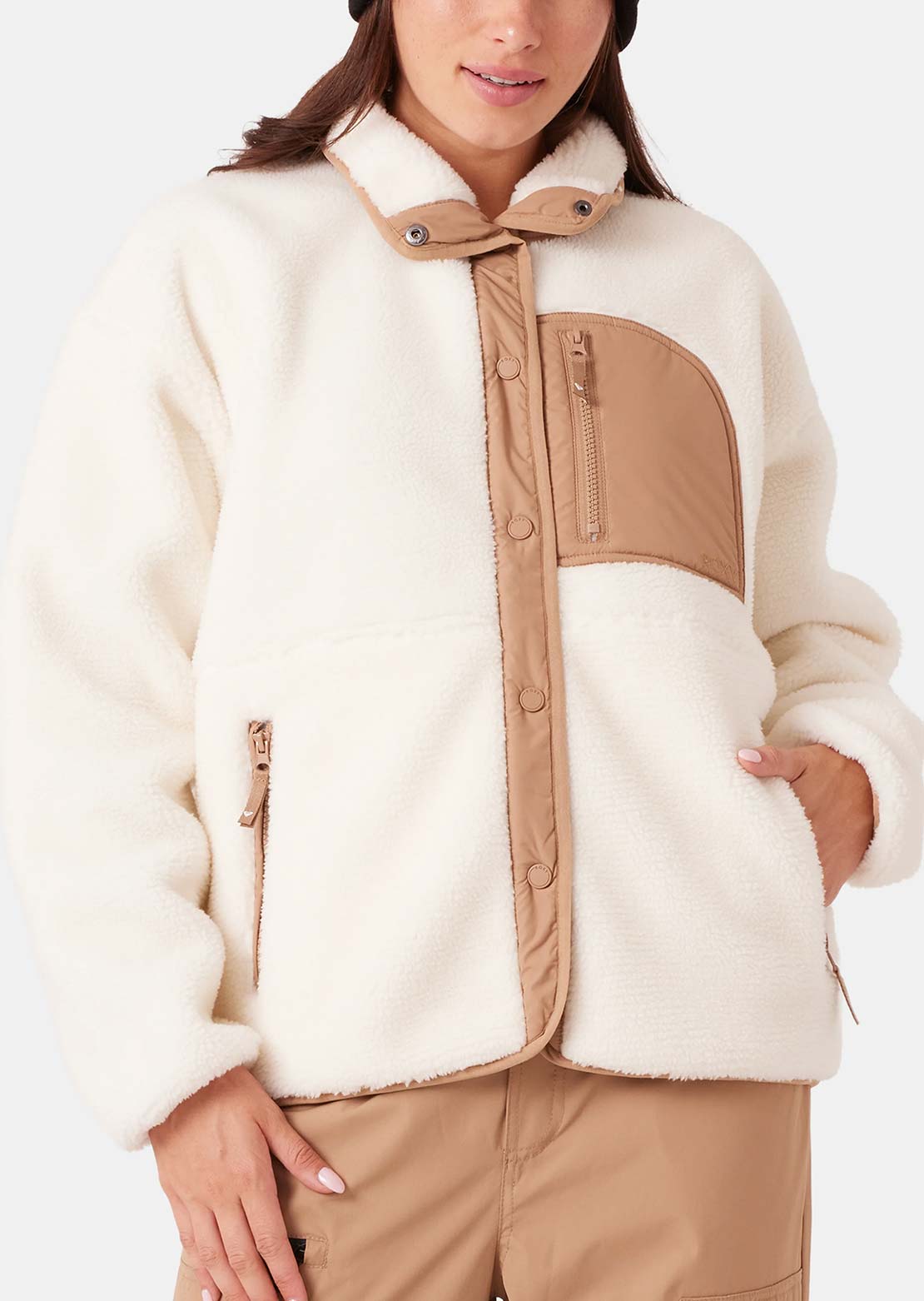 Roxy Women's Axel Bonded Sherpa Jacket Vanilla