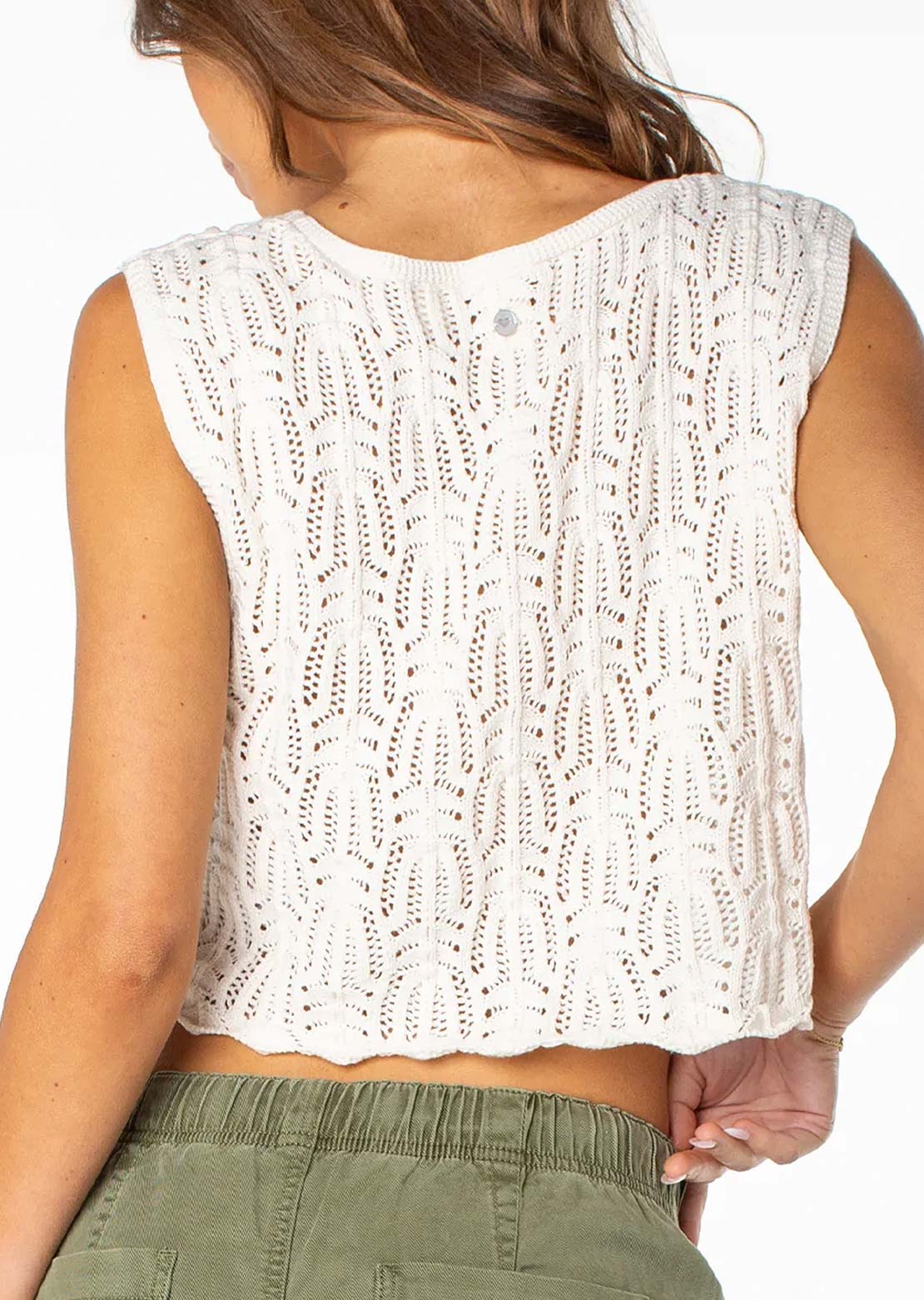 Roxy Women's Beach Bound Crochet Vest Dew Solid