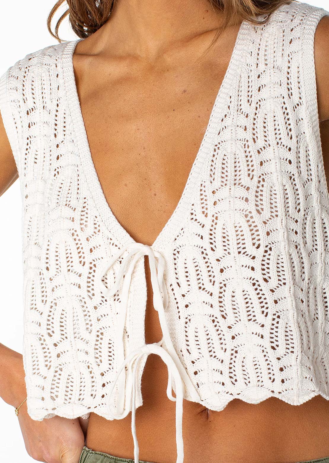 Roxy Women's Beach Bound Crochet Vest Dew Solid